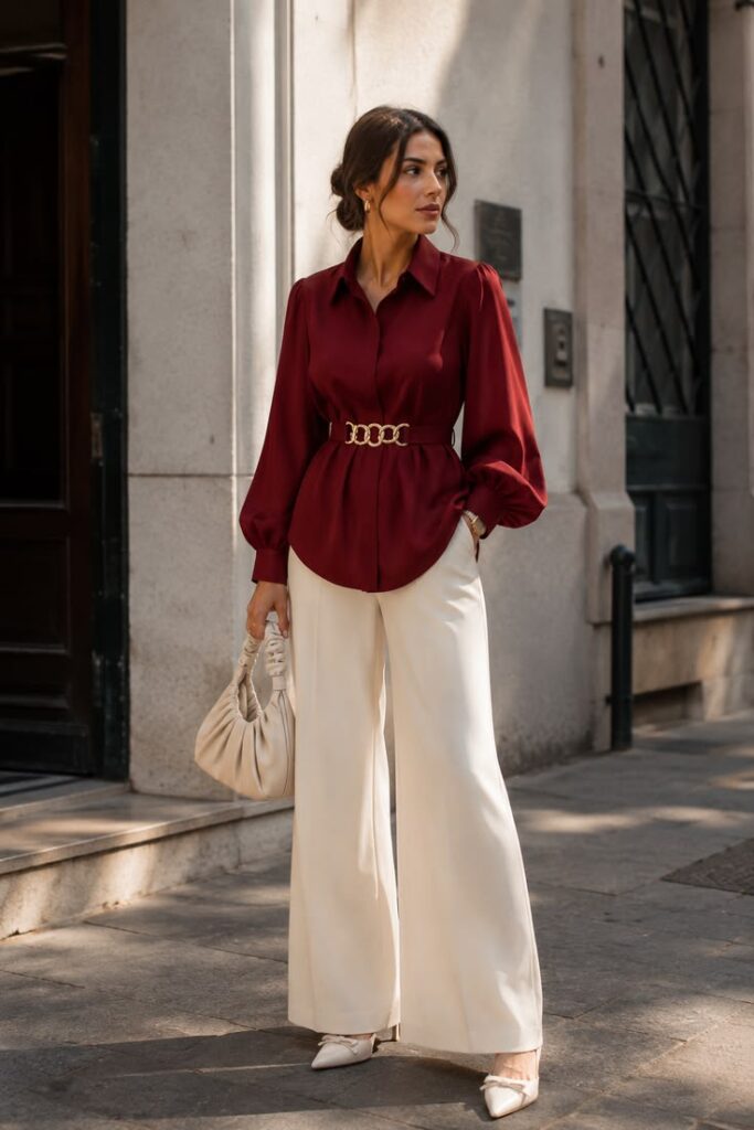 Wide-Leg Trousers with a Fitted Top