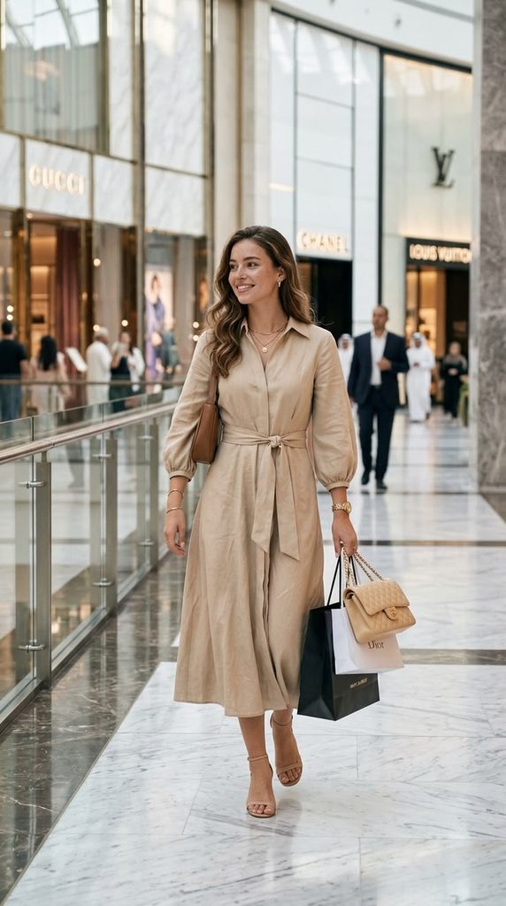 Chic Shirt Dress With a Structured Bag