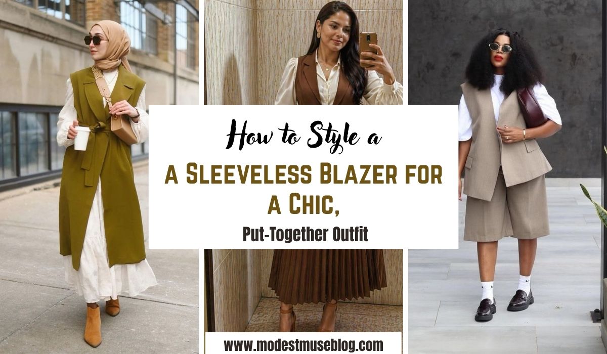 three grid sleeveless blazer outfit and text overlay How to Style a Sleeveless Blazer for a Chic, Put-Together Outfit