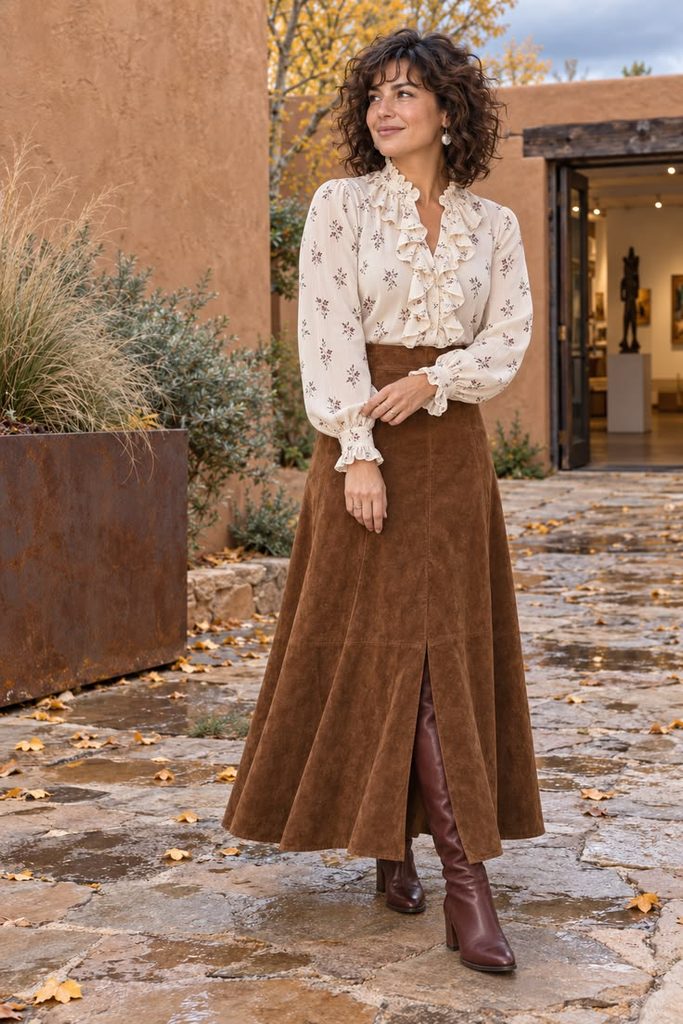 Maxi Skirt With a Tucked-In Blouse