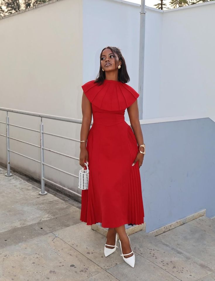  Modest Red Dress With Minimal Accessories