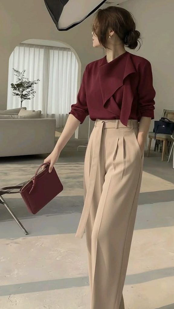 Statement Blouse With Tailored Pants
