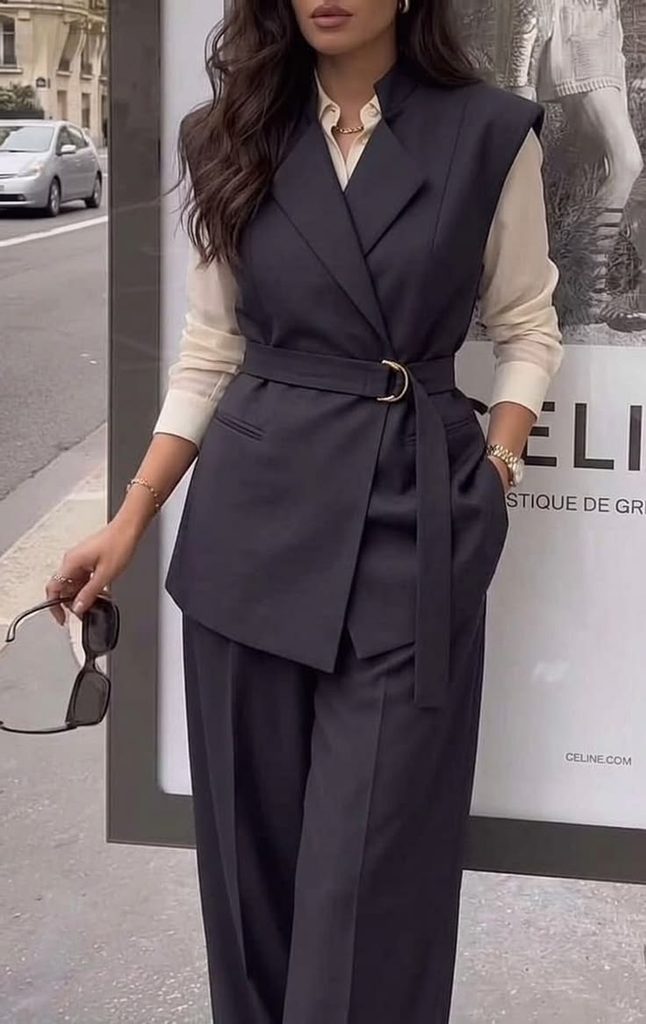  Tailored Vest and Wide-Leg Trousers