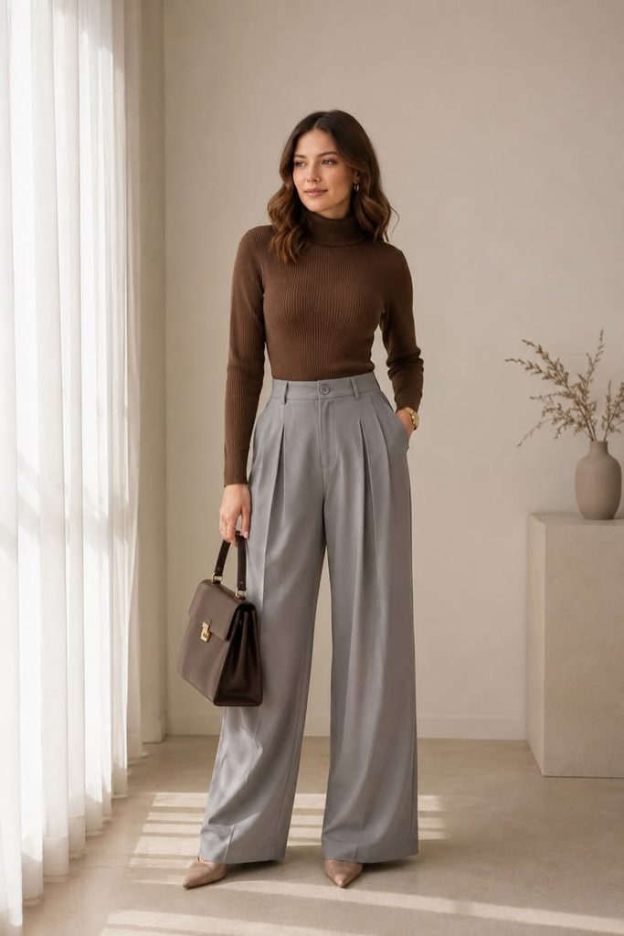 Turtleneck and Tailored Trousers