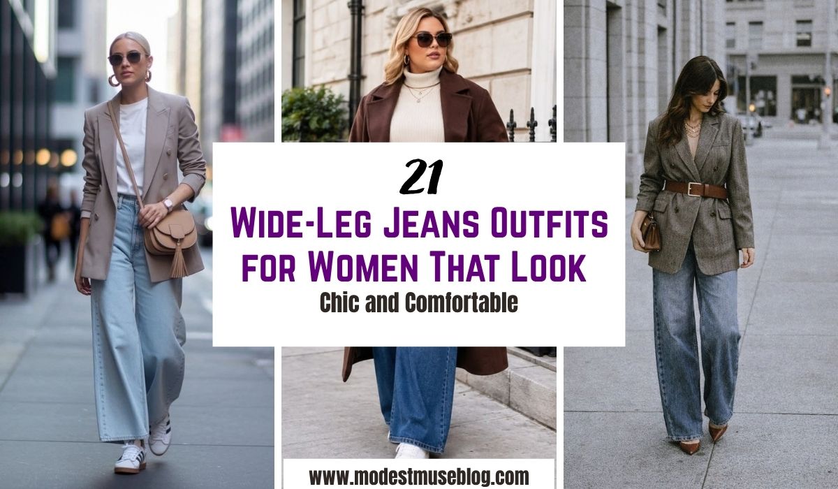 three grid outfit and text overlayb21 Wide-Leg Jeans Outfits for Women That Look Chic and Comfortable