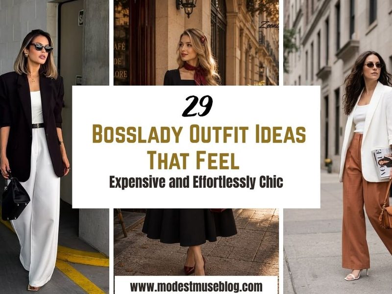 three grid outfits and text overlay 29 Bosslady Outfit Ideas That Feel Expensive and Effortlessly Chic