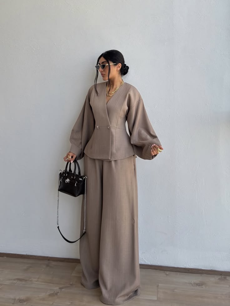 A Coordinated Tunic and Straight-Leg Trousers