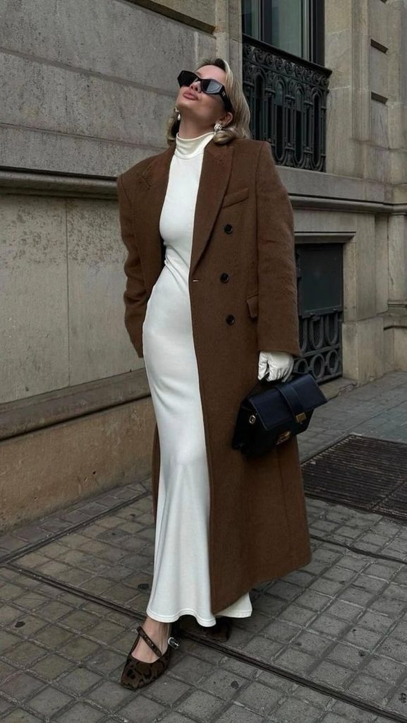 A Long-Sleeved Dress With a Statement Coat