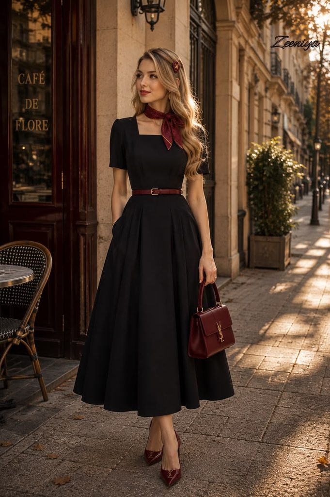  A Sophisticated Midi Dress With a Belt