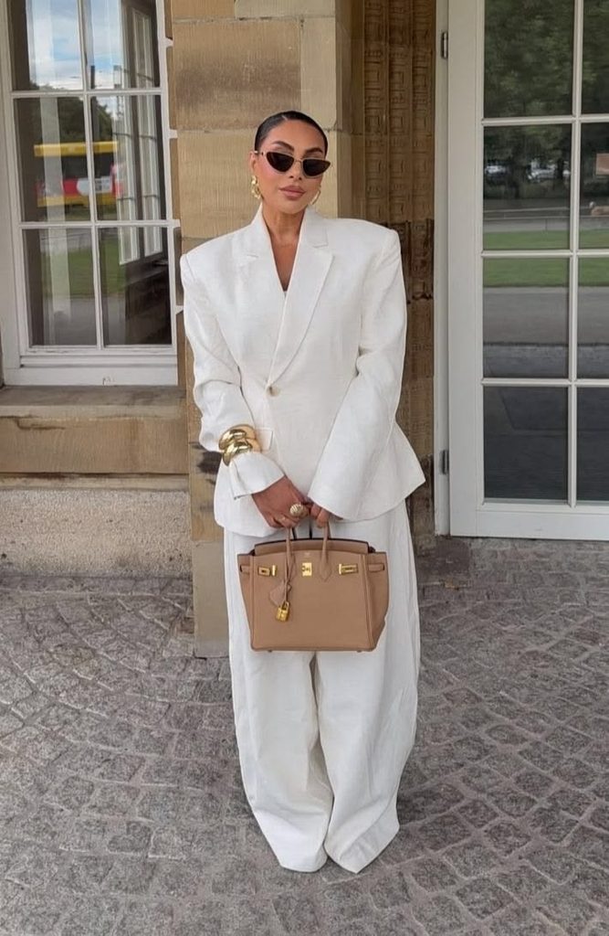 A White Blazer With Matching Tailored Trousers