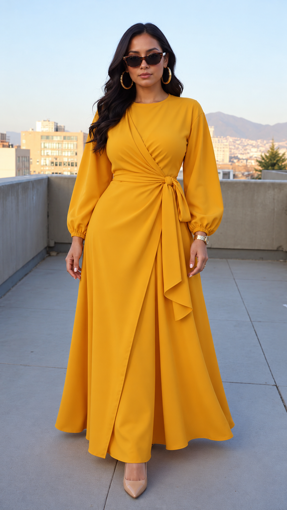 A Wrap Maxi Dress With a Flowing Skirt