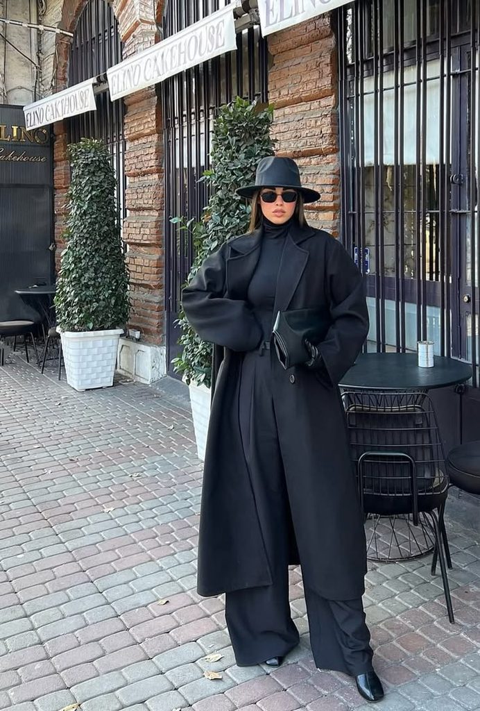 An All-Black Outfit with a Statement Coat