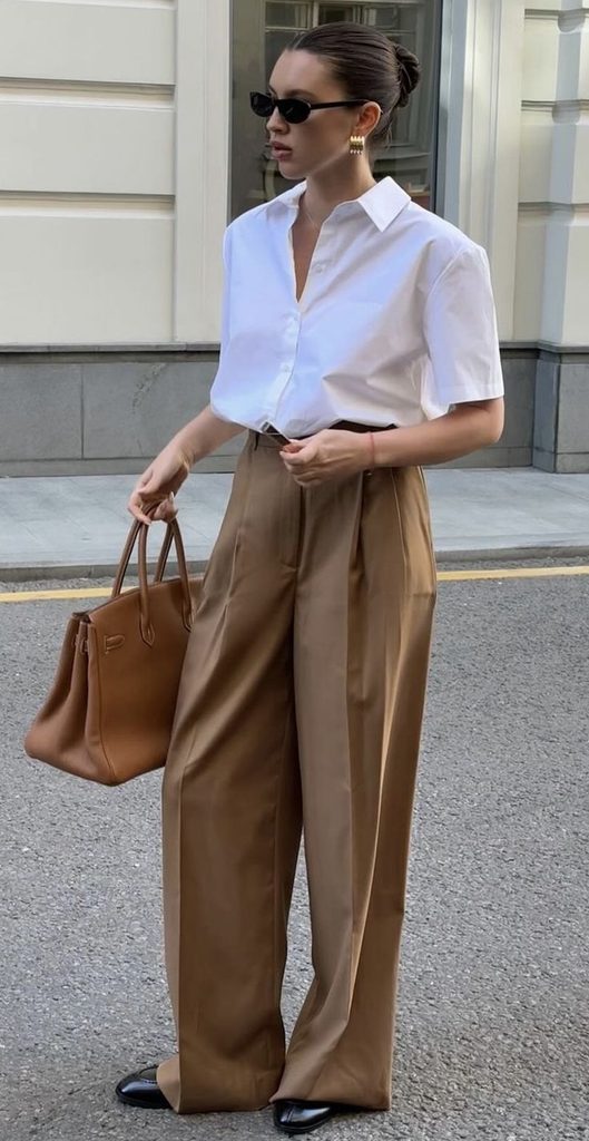 Brown Trousers With a White Shirt