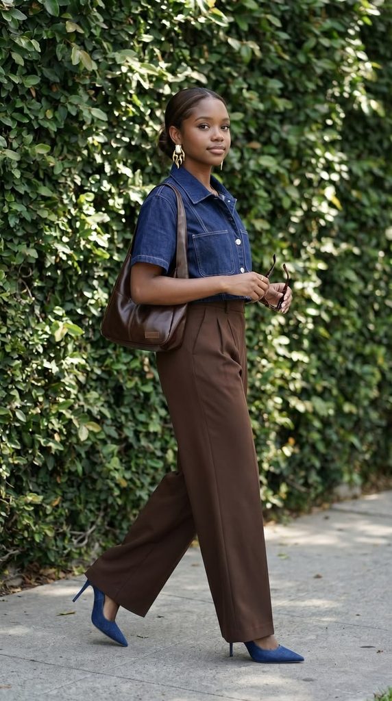 Brown and Denim Combination