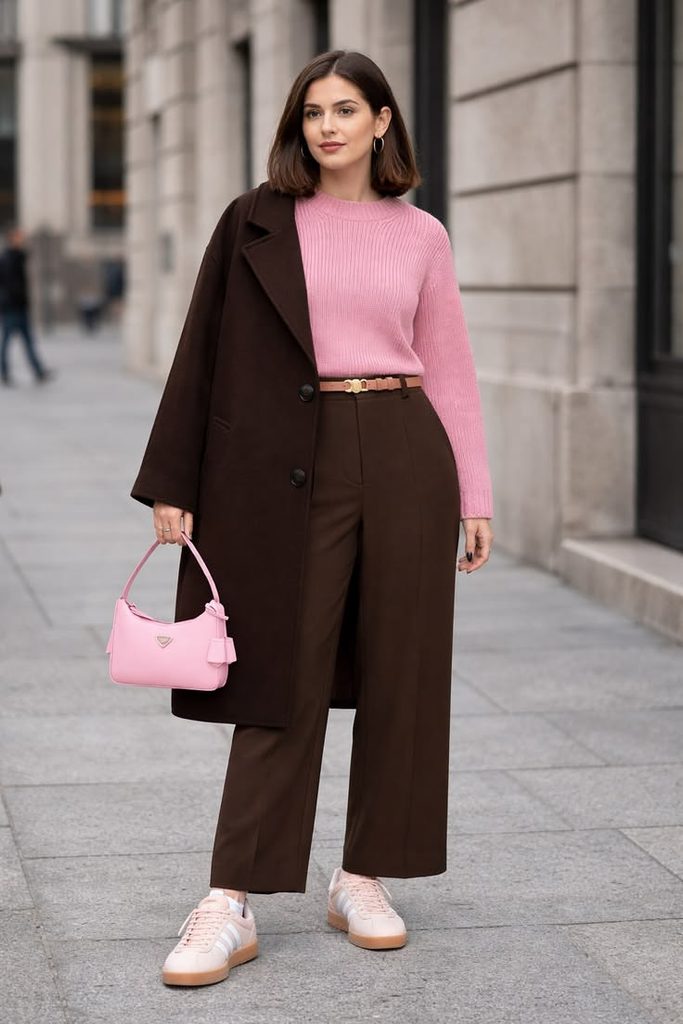 Brown and Soft Pink Outfit