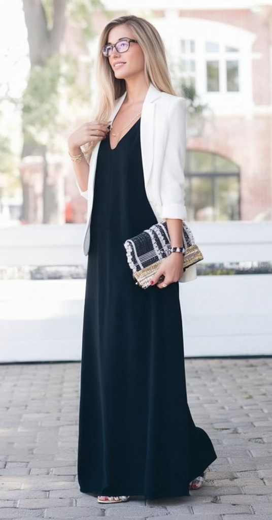 Elegant Maxi Dress With a Blazer
