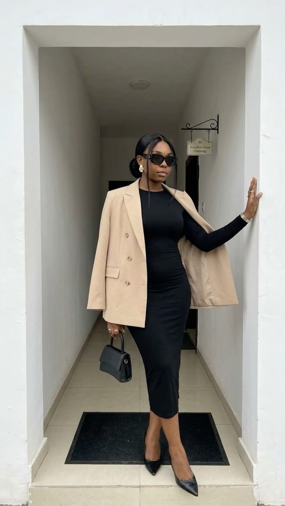 Fitted Midi Dress With a Structured Blazer