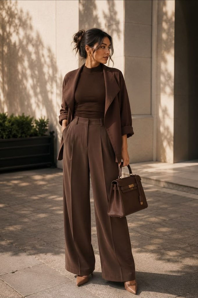 Monochrome Chocolate-Brown Outfit