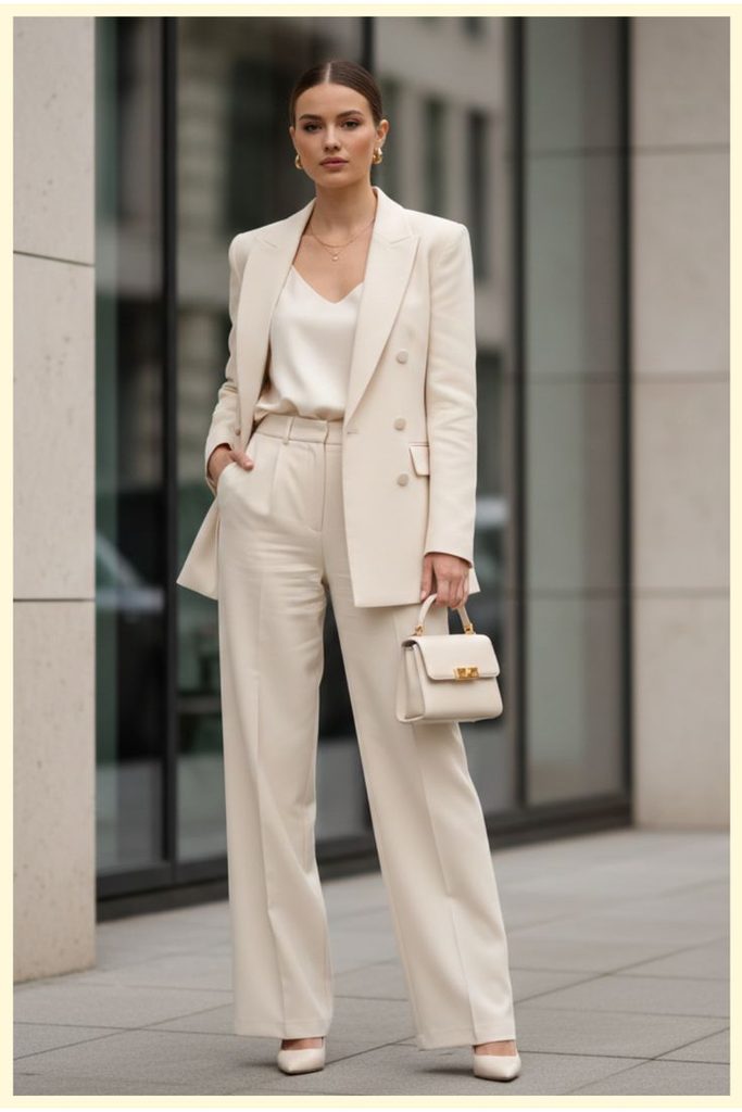 Monochrome Cream Power Suit