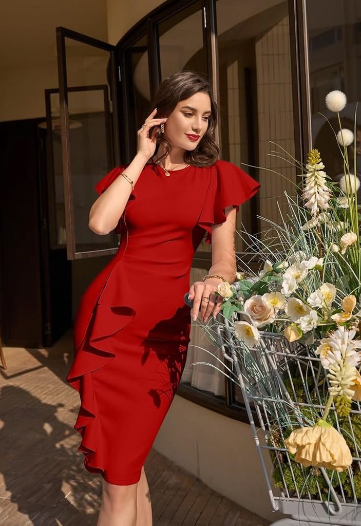 Red Dress With Minimal Accessories