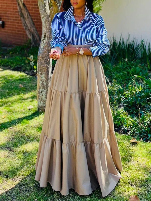 Striped Top With a Solid Maxi Skirt