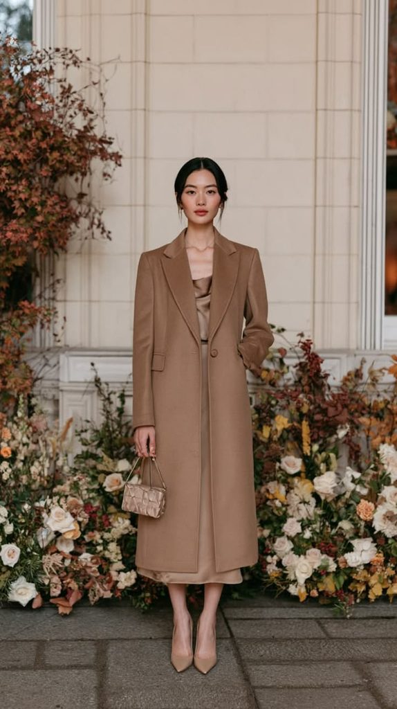 Structured Midi Dress With an Elegant Long Coat