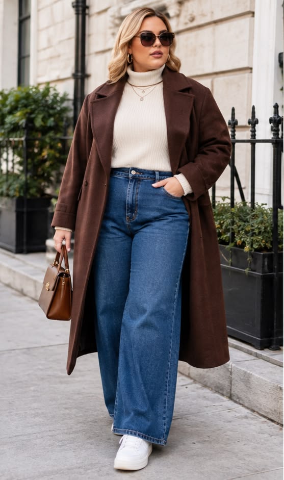Wide-Leg Jeans With a Longline Coat